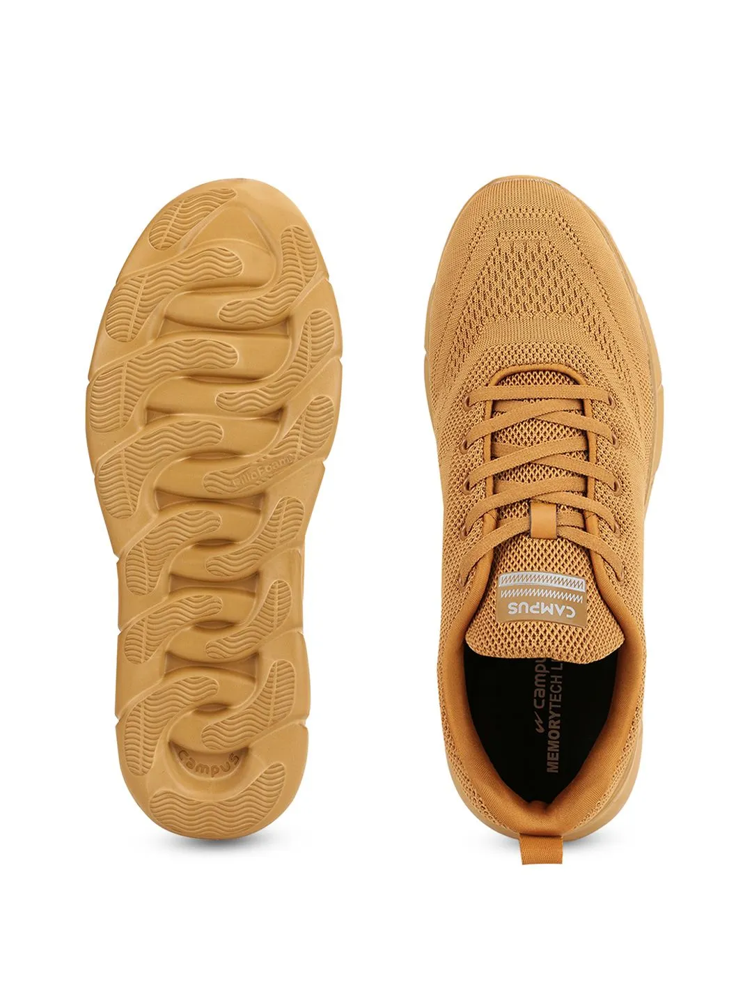Campus Men Tan Mesh Running Shoes